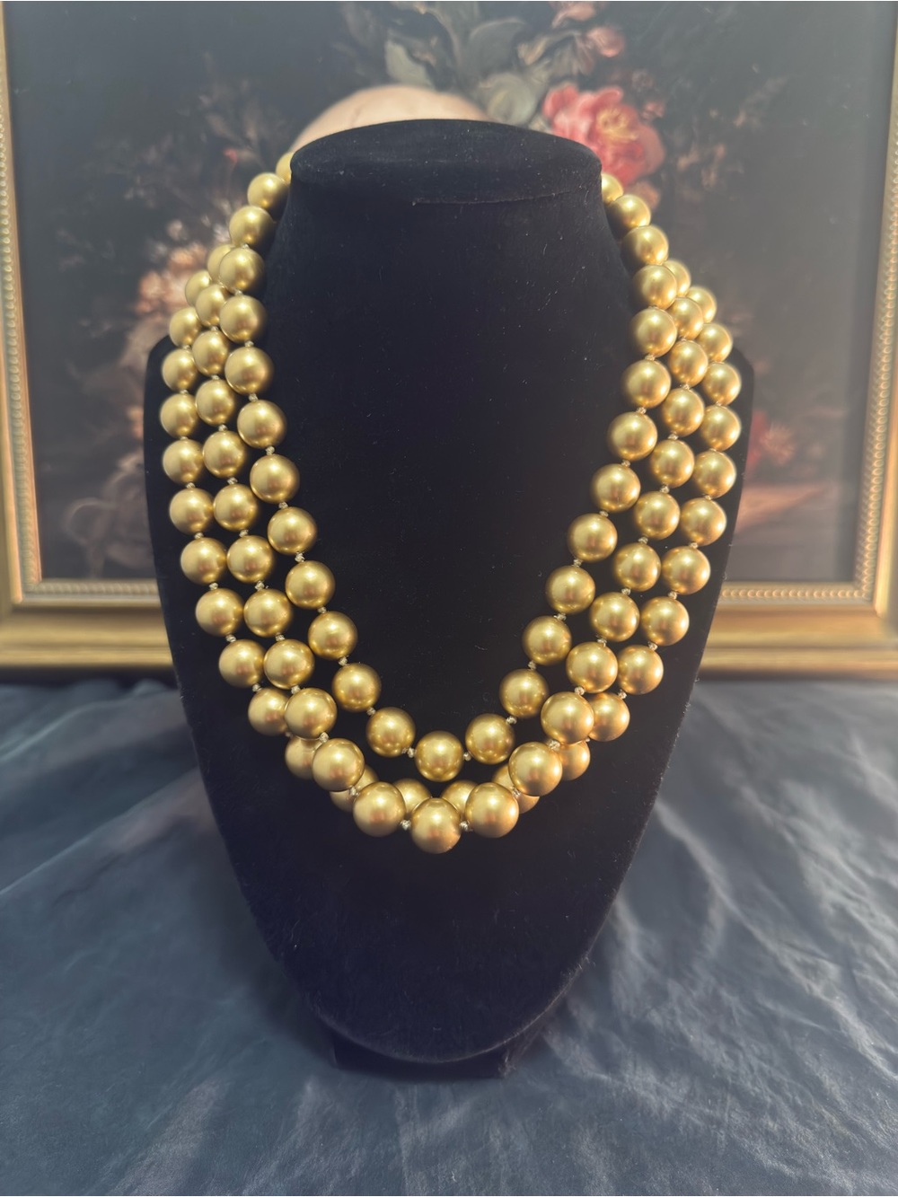 Vintage Carolee Gold Multi-Strand Pearl Necklace